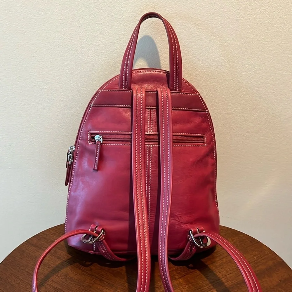 Tignanello  Backpack Mini  bag  genuine leather  Red wear as sling back  10” EUC